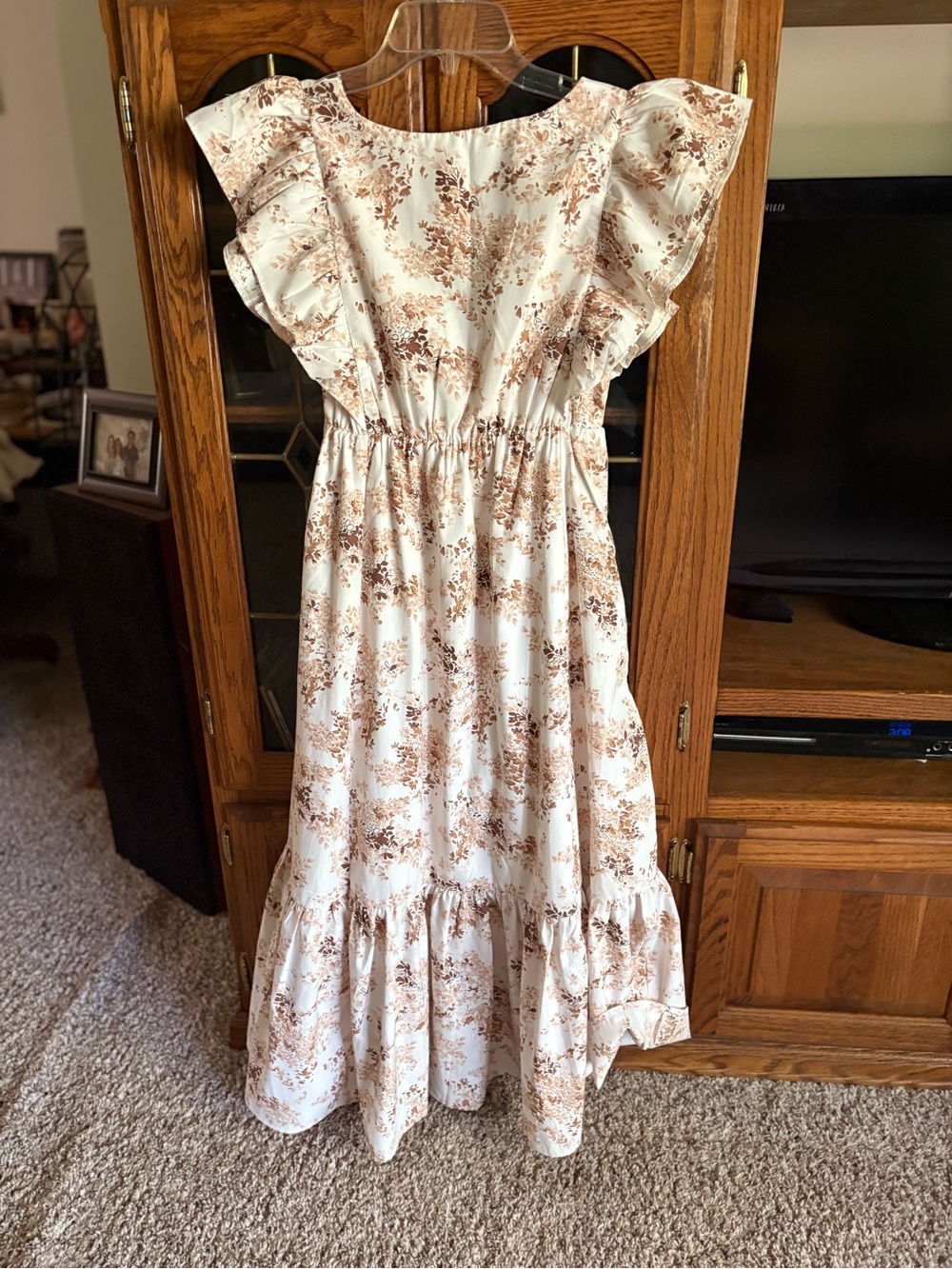 Abercrombie & Fitch Cream Floral Ruffle size XS Maxi Dress - Picture 10 of 12